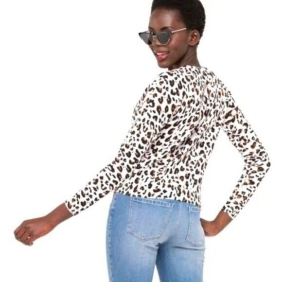 RICKI'S \ Cheetah 🐆 Button Down Cardigan Fine Knit Sweater Cardi Leopard Sz S - Picture 2 of 14